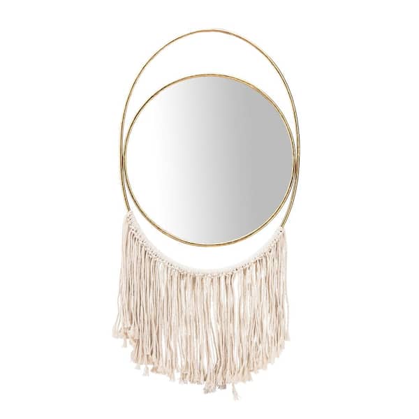 Liv & Skye Gold 16 in. x 30 in. Metal Modern Round Mirrored Wall Decor