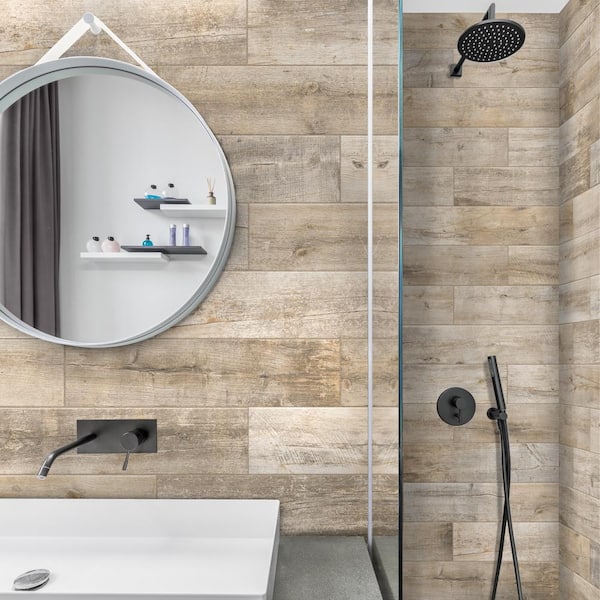 Sunset Beige 6 in. x 24 in. Matte Porcelain Floor and Wall Tile Sample (0.93 sq. ft./Piece)