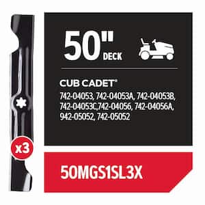 Riding Lawnmower Blades for 50 in. Deck, Fits Cub Cadet Z-turn Mowers, Set of 3 (50MGS1SL3X)