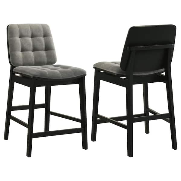 Redbridge Velvet Upholstered Counter Chair Grey and Black (Set of 2)