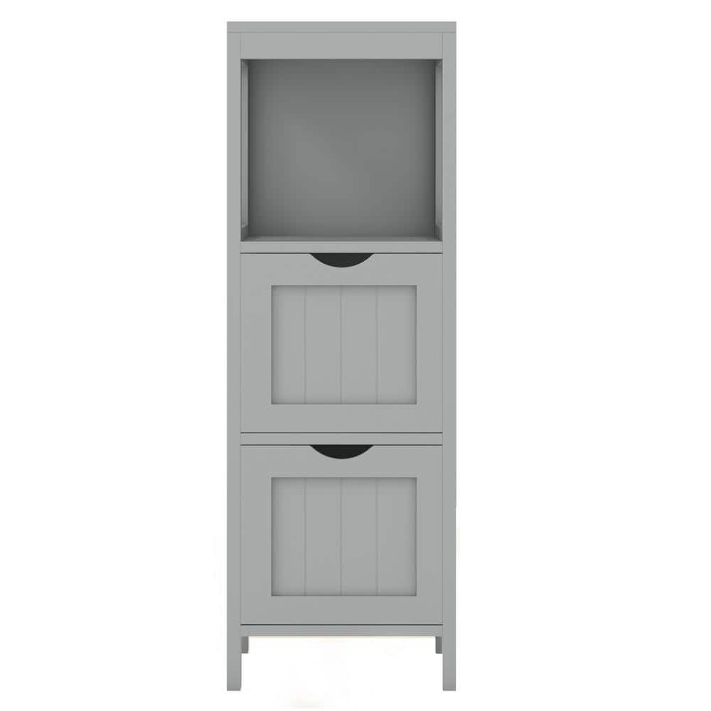 12 in. W x 12 in. D x 35 in. H Gray Linen Cabinet with 2-Removable Drawers 