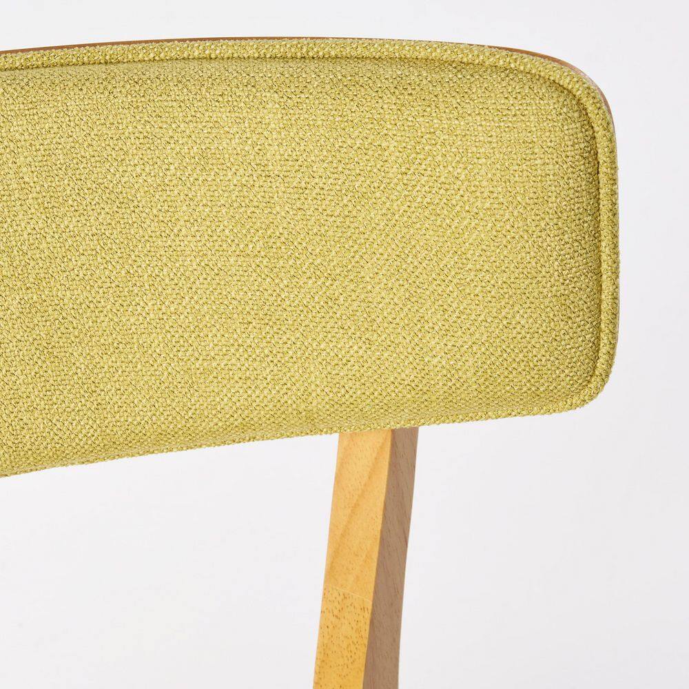 Green Tea Upholstered Mid-Century Modern Side Chairs with Oak Frame, Set of 2