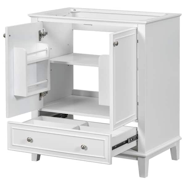 29.5 in. W x 17.8 in. D x 33.8 in. H Bathroom White Linen Cabinet