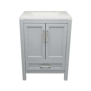 Nevado 25 in. W x 19 in. D x 36 in. H Bath Vanity in Gray with White Cultured Marble Top Single Hole