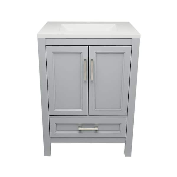 Ella Nevado 25 in. W x 19 in. D x 36 in. H Bath Vanity in Gray with White Cultured Marble Top Single Hole