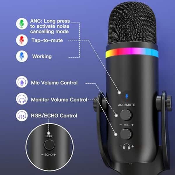 YICHUHAOXI USB Condenser Microphone Gaming Streaming Noise