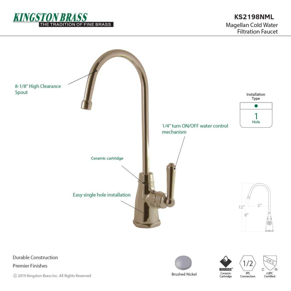 Brushed Nickel Single-Handle Water Filtration Faucet