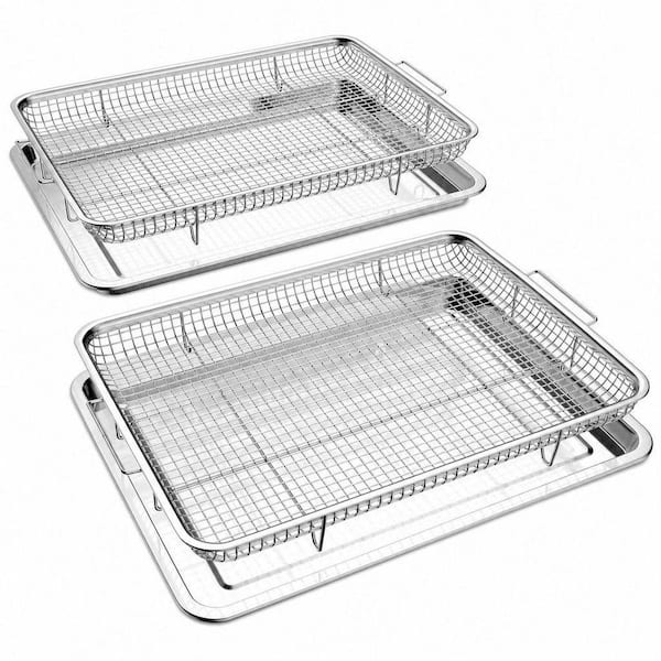 2 Pack 12.8 in. Oven Air Fryer Basket And Tray Set, Oven Air Fryer Accessories, Ideal for Cooking Baking Broiling