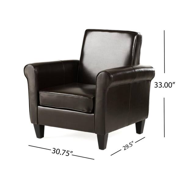 Noble House Freemont Brown Upholstered, Aiden Bonded Leather Club Chair