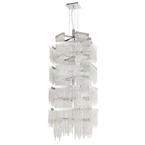 Rossi Collection 504-Watt Chrome Integrated LED Chandelier with Crystal Shade
