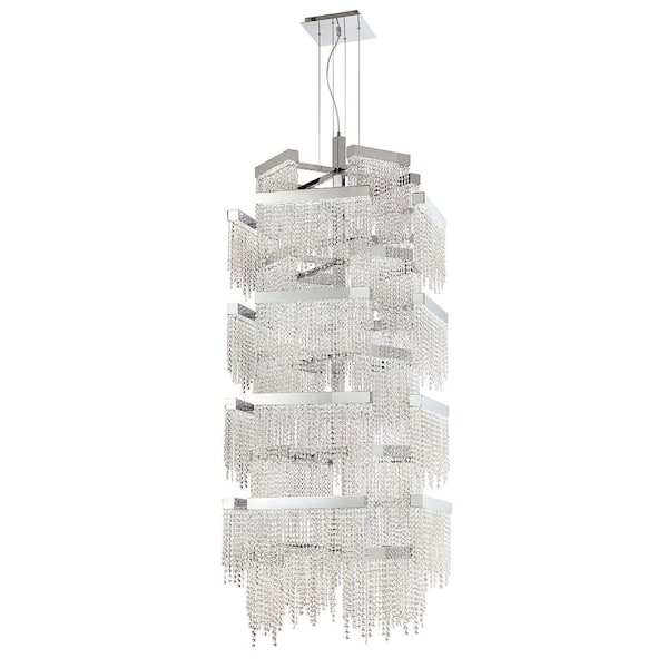 Eurofase Rossi Collection 504-Watt Chrome Integrated LED Chandelier with Crystal Shade