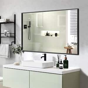 36 in. W x 27 in. H Modern Medium Rectangular Aluminum Framed Wall Mounted Bathroom Vanity Mirror in Black