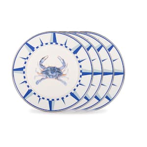 Blue Crab 10.5 in. Enamelware Round Dinner Plate (Set of 4)
