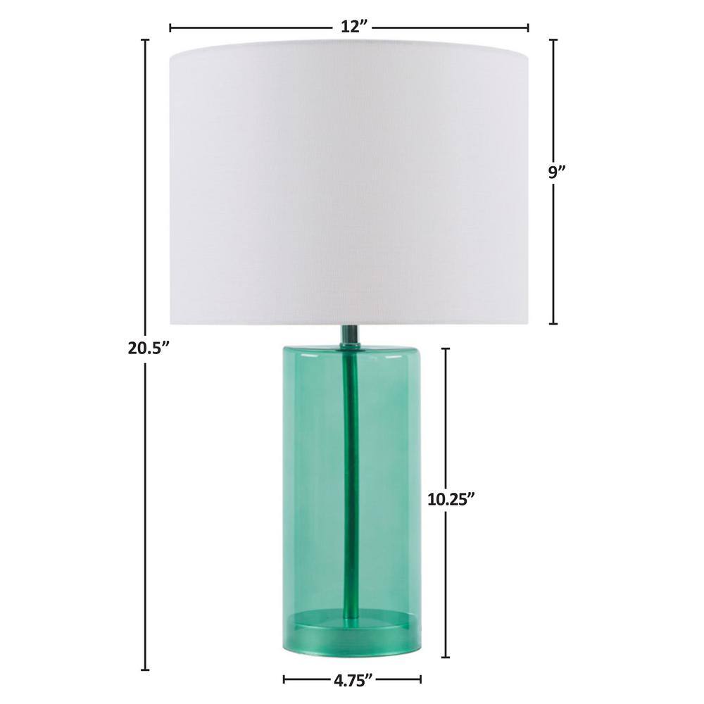 Neonova Blue Glass Table Lamp with White Shade