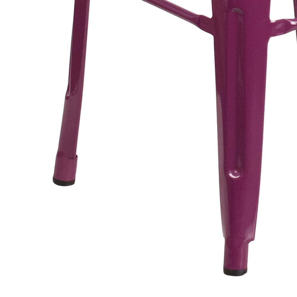 30'' Purple Metal Indoor-Outdoor Stackable Barstool