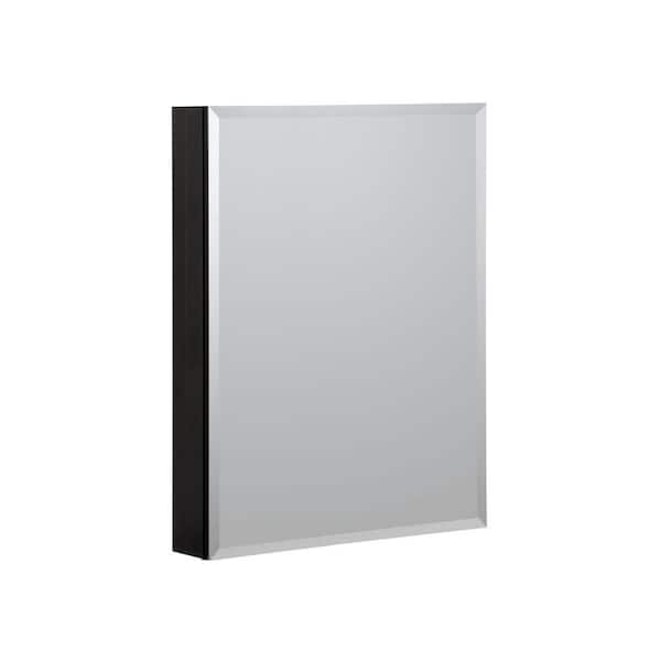 Unbranded 23 in. W x 30 in. H Rectangular Black Aluminum Medicine Cabinetwith Mirror