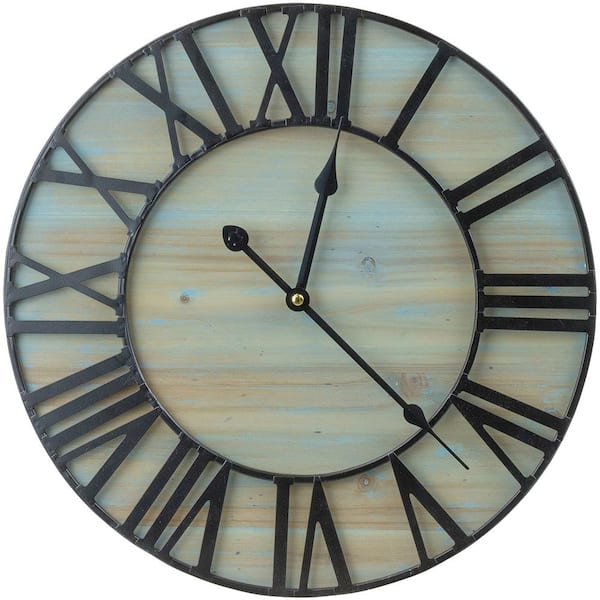 Sorbus 16 in. Round Rustic Wood Frame Decorative Wall Clock Roman Numeral