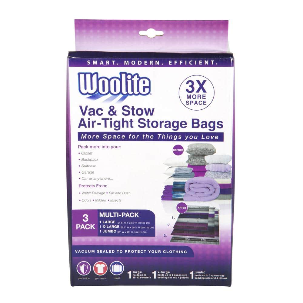 Woolite Large Clear Heavy Duty Vacuum Seal Storage Bag - 35Wx15.5Dx43H  inches - Holds Up to 3 Queen Size Bedding Sets and 4 Pillows in the Plastic Storage  Bags department at
