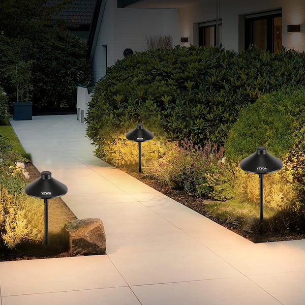 8PCS Low Voltage Black LED Waterproof Landscape Path Lights 3W 210LM Pathway Lighting Walkway IP66 3000K for Yard Garden