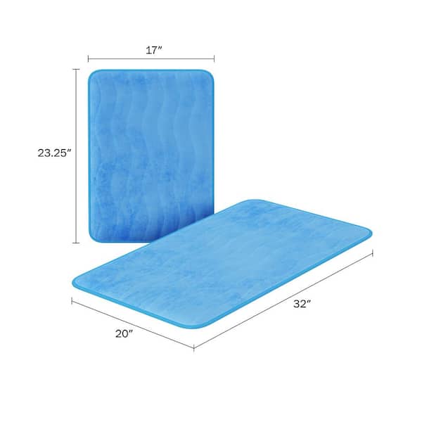 Lavish Home 2 Piece Memory Foam Bath Mat Set - Blue