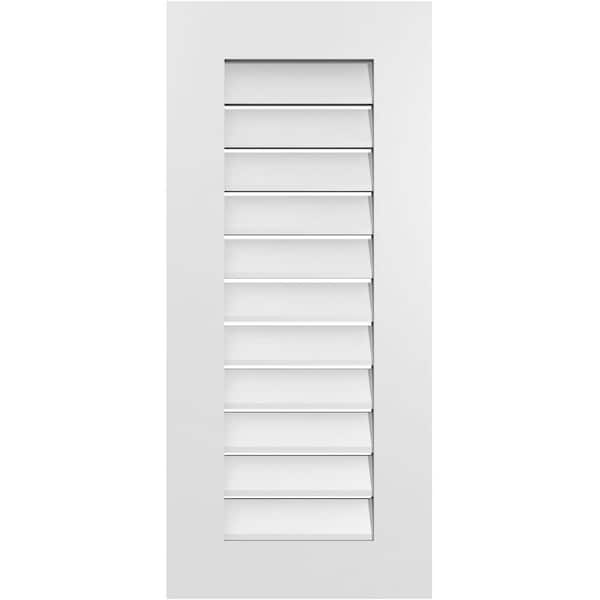 Ekena Millwork 16 in. x 36 in. Rectangular White PVC Paintable Gable Louver Vent Functional