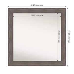 Country Barnwood 31.25 in. x 31.25 in. Custom Non-Beveled Wood Framed Bathroom Vanity Wall Mirror