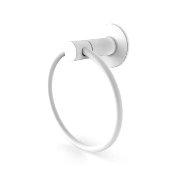 Allied Brass Foxtrot Collection Wall Mounted Towel Ring in Matte White