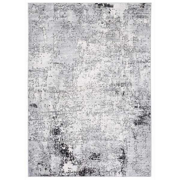 SAFAVIEH Jasper 9 ft. x 12 ft. Ivory/Black Gradient Marble Area Rug ...