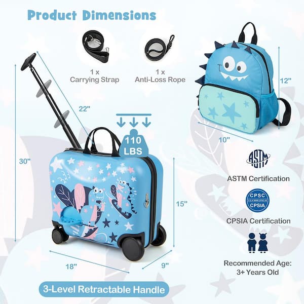 Kids Rolling Luggage with deals Wheels Hard Shell Carry On Suitcase 18 inch