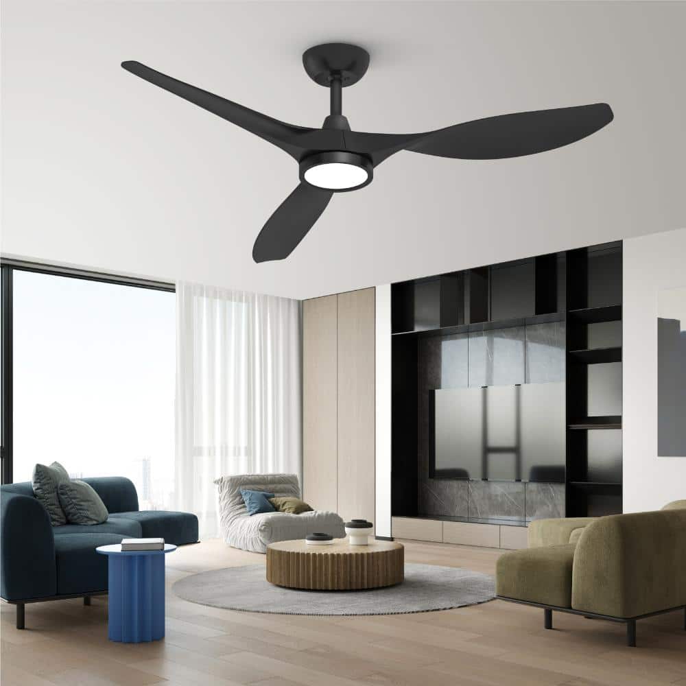 DWVO 52” Tropical Ceiling Fan With LED Light & Remote – 5 Wood-Grain Blades, Quiet DC Motor, 6 Speeds Reversible