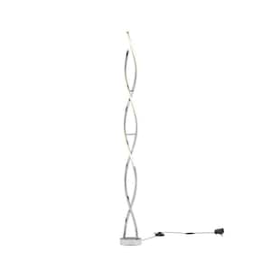 Swirl 59 in. Chrome Modern 1-Light Dimmable Integrated LED Standard Floor Lamp for Living Room