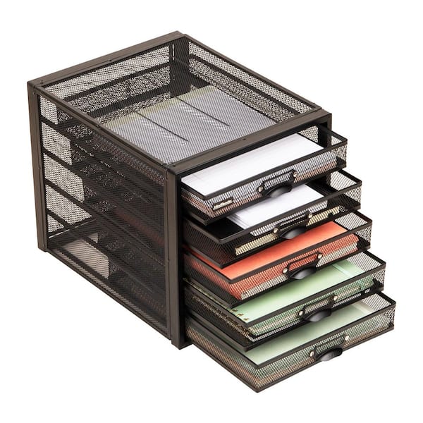 Black Metal Storage, Drawers, File Storage, Office Storage, Heavy-Duty Multi-Purpose 5-Drawer Cabinet