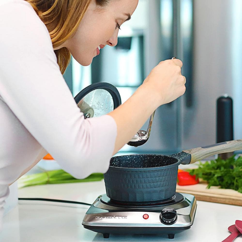 Compact Silver Infrared Single Burner with Ceramic Glass Cooktop