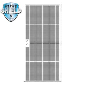 32 in. x 80 in. Vista Rust Shield White Surface Mount Universal Outswing Steel Security Door with Expanded Metal Screen