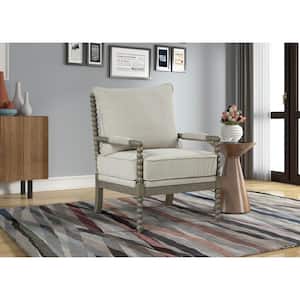 Hutch Beige Fabric Arm Chair in Antique Gray