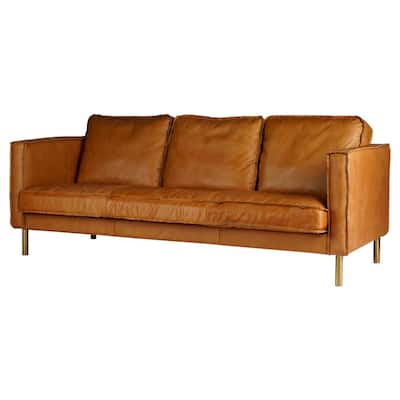 Weston Sofa 79 in. Amber Leather 3 Seats Sofa with no additional Features