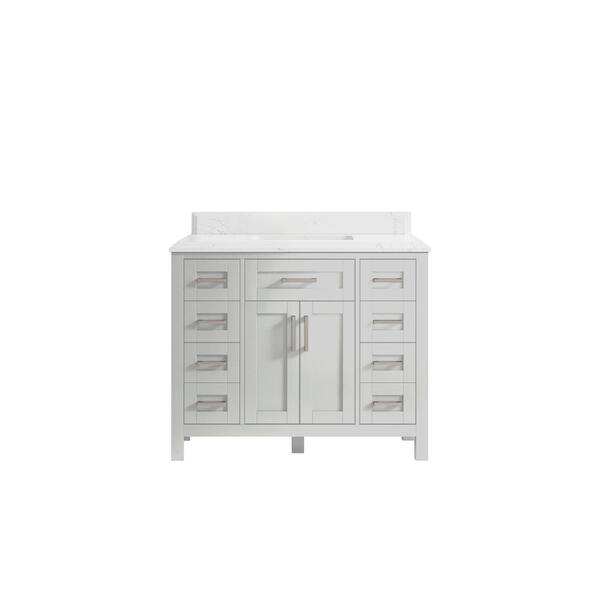 Willow Collections Cambridge 42 in. W x 22 in. D x 36 in. H Bath Vanity in Gray with Cove Edge Empira Quartz Top