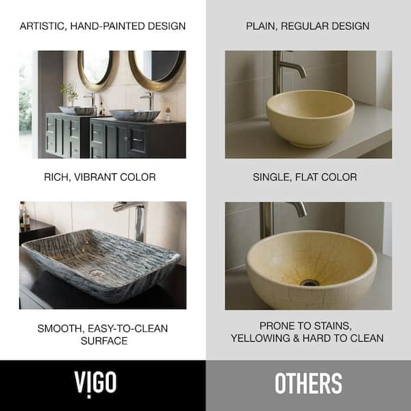 VIGO Donatello Artistic Titanium Gray Glass 18 in. L x 13 in. W x