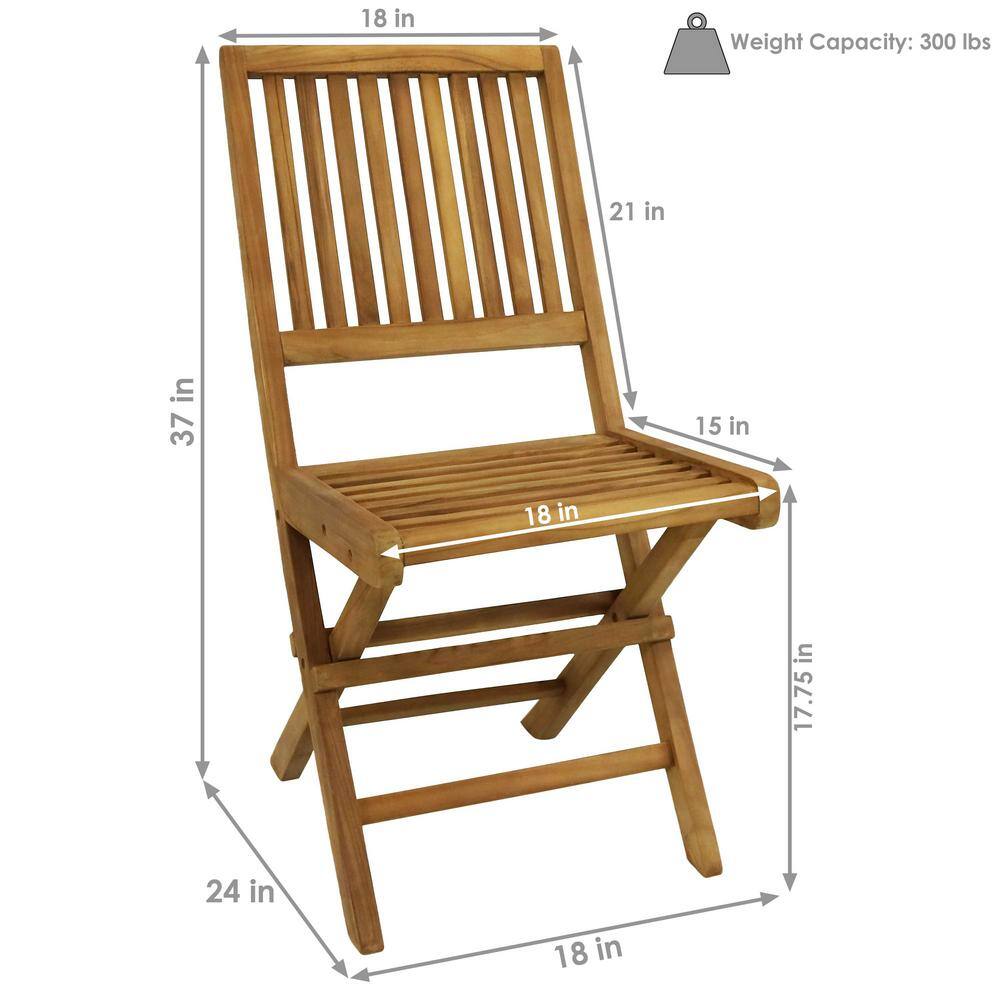 Sunnydaze Light Brown Teak Folding Outdoor Dining Chairs - Set of 2