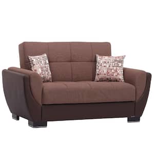 Basics Air Collection Convertible 63 in. Brown/Dark Brown Polyester 2-Seater Loveseat with Storage