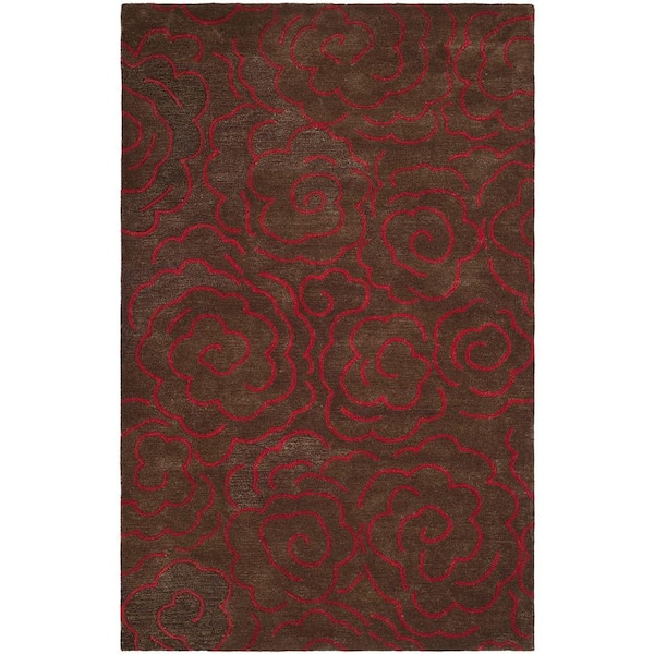 SAFAVIEH Soho Chocolate/Red 4 ft. x 6 ft. Floral Area Rug