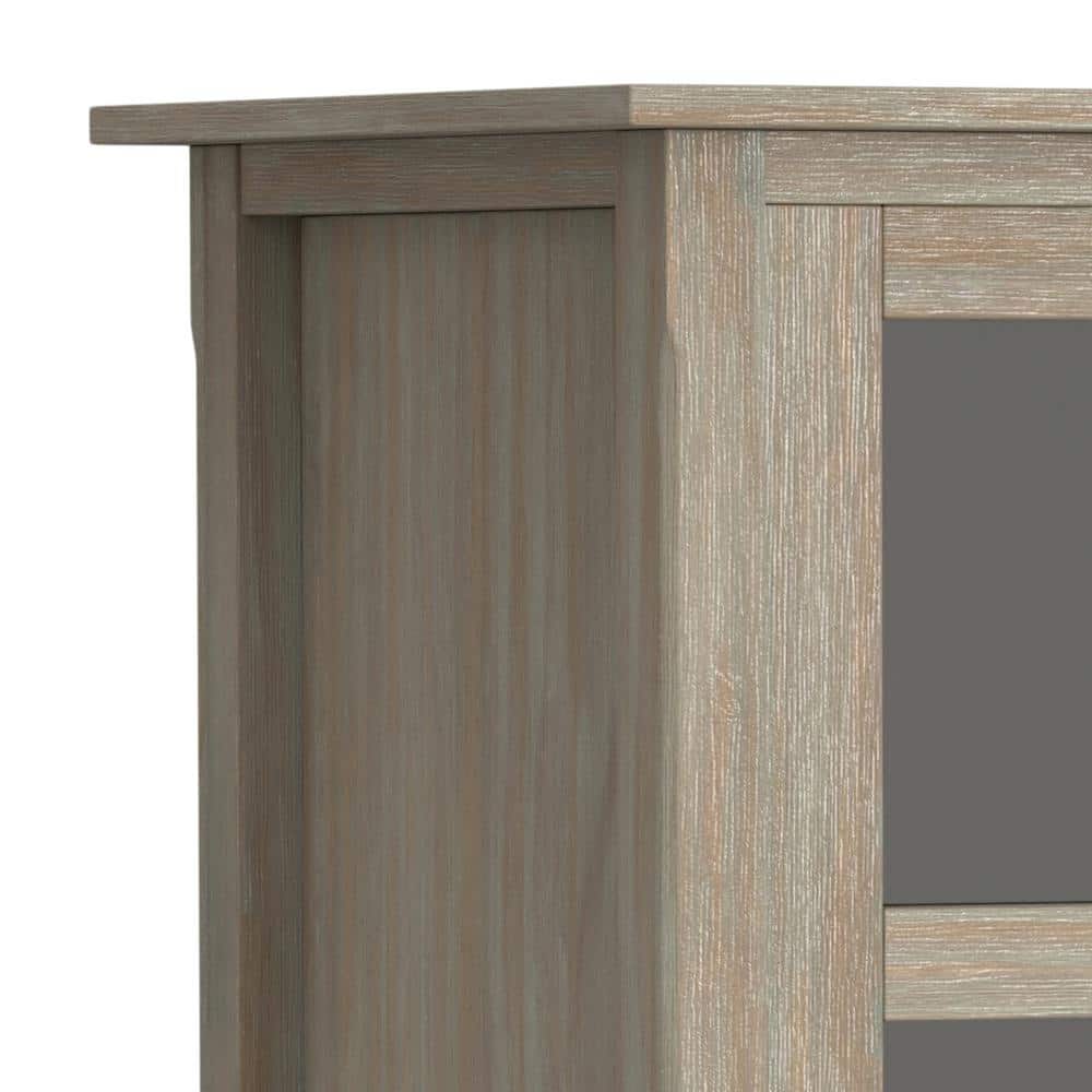 Avalon Distressed Gray Solid Wood High Storage Wine Rack Cabinet