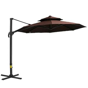 10.8 ft Aluminum Cantilever Tilt Patio Umbrella in Brown