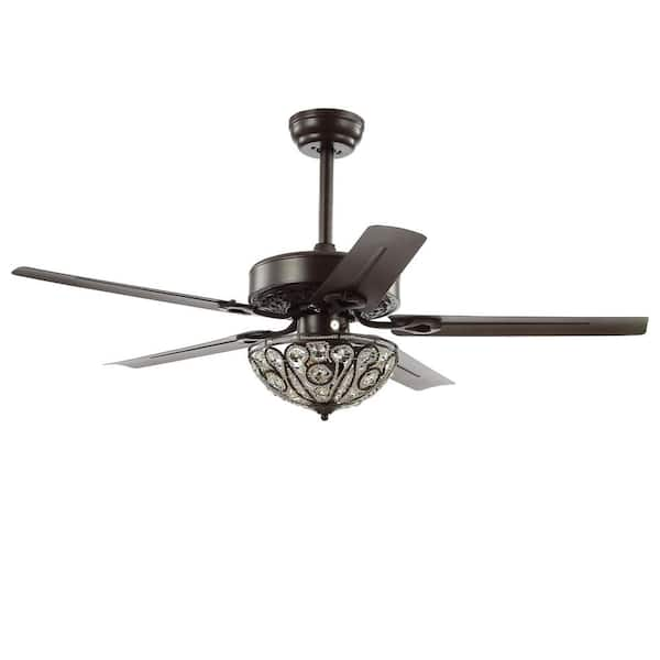 Ali 48 in. Oil Rubbed Bronze 3-Light Wrought Iron LED Ceiling Fan with Light and Remote