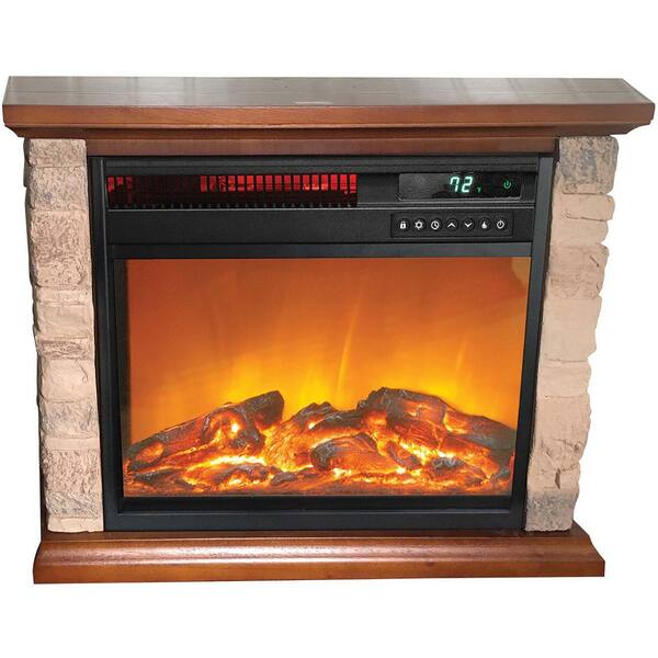 Lifesmart 1500-watt Electric 3-element Small Square Infrared Fireplace with  Faux Stone Accent FP1215 - The Home Depot