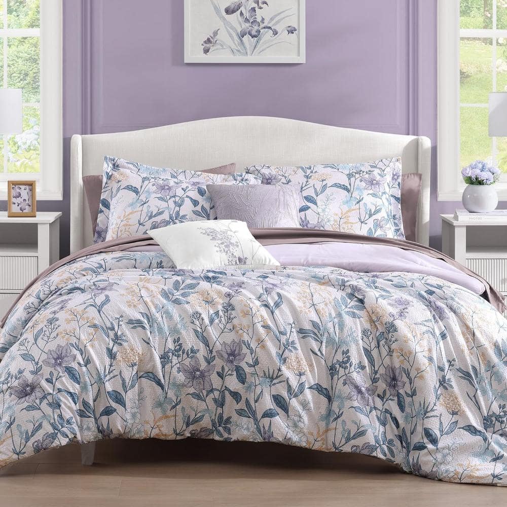3-Piece Polyester Fiber Floral Comforter Set King Size-Purple price history on PriceWatchPro