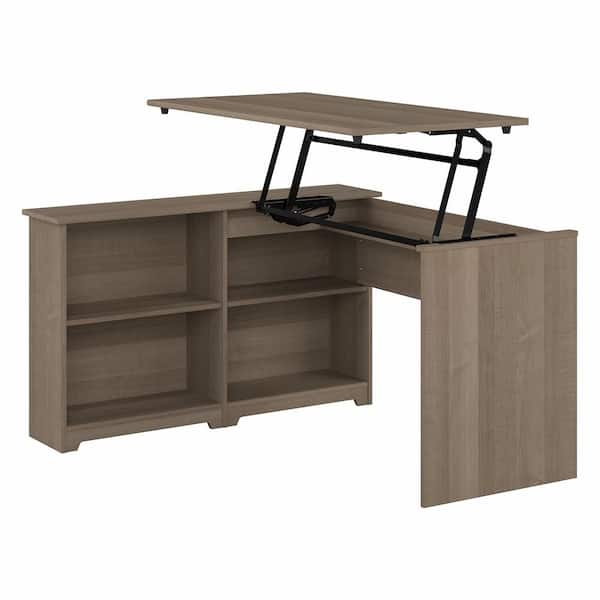Bush Furniture Cabot 52 in. 3 Position Sit to Stand Corner Computer Desk with Shelves