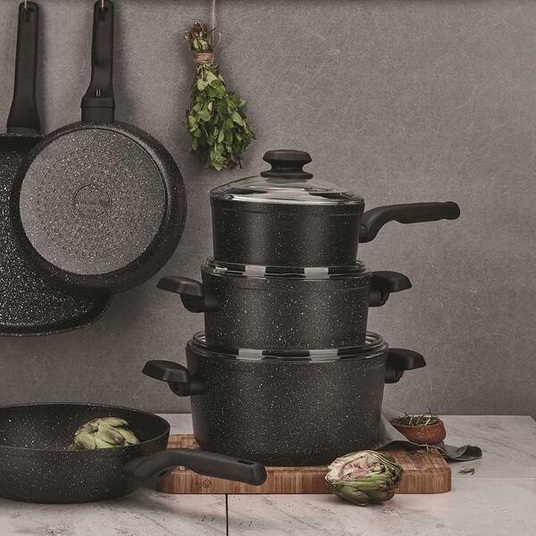 Korkmaz Ornella 7 Piece Non Stick Aluminum Cookware Set In Black : Target