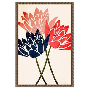 "Three Dancing Blossoms" by Kubistika 1-Piece Floater Frame Giclee Abstract Canvas Art Print 23 in. x 16 in.