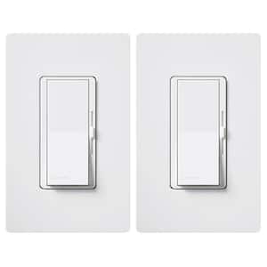 Diva LED+ Dimmer Switch w/Wallplate for Dimmable LED Bulbs, 150-Watt/Single-Pole or 3-Way, White (DVWCL-2PK-WH) (2-Pack)